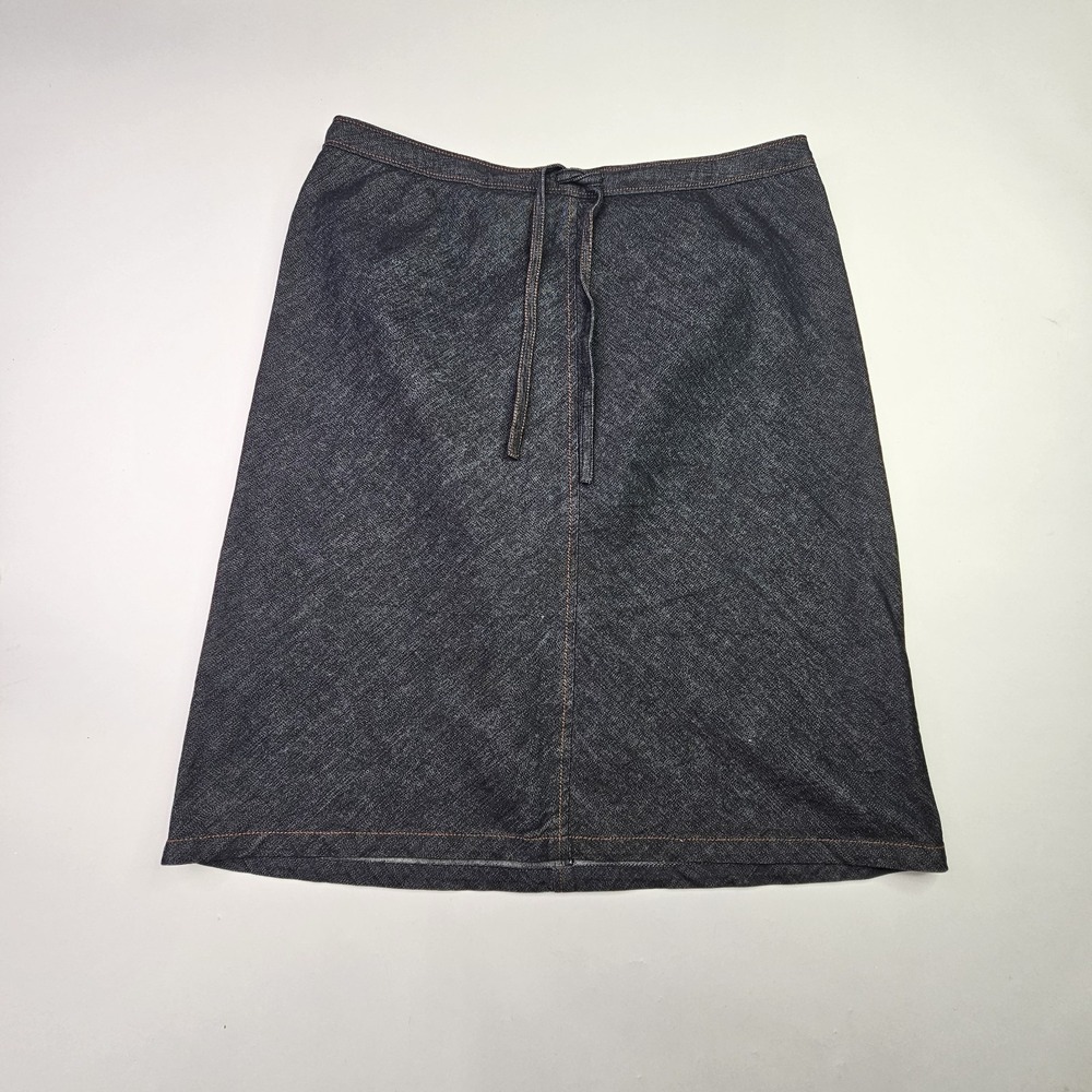 Kenneth Cole New York Denim Skirt Women 10 Dark Wash A-Line Drawstring Zip Back